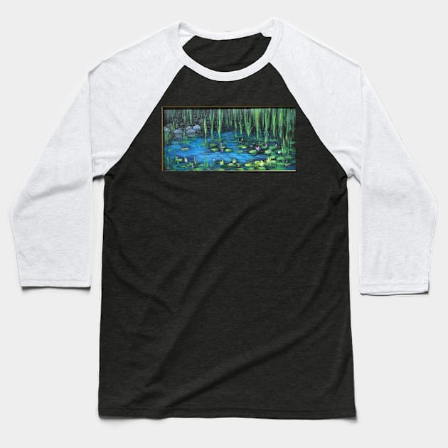 Lilly Pads at Dawn Baseball T-Shirt by artdesrapides